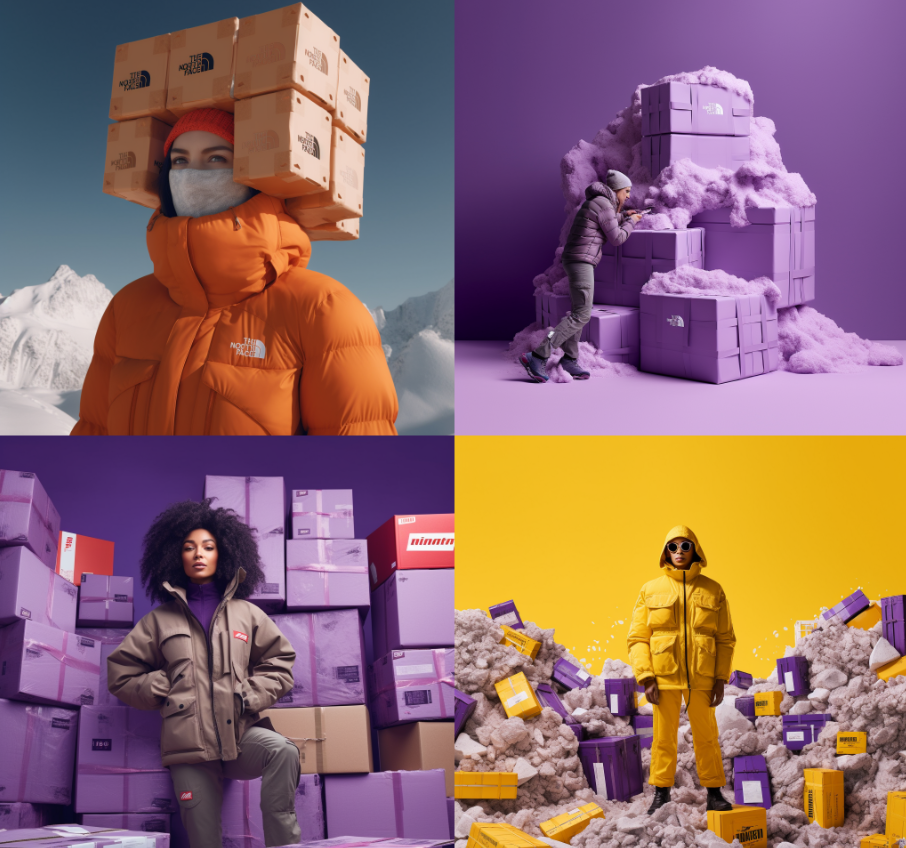 Midjourney 时尚示例 North Face 与 FedEx 合作